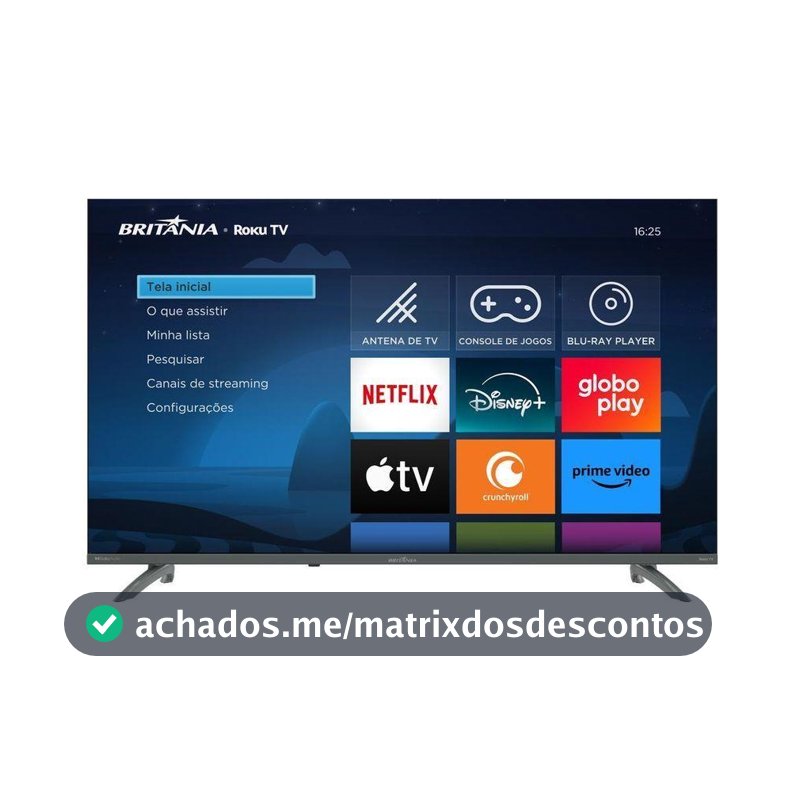 Smart TV 43" Britânia HDR10 Dolby Áudio Roku TV B43KRA