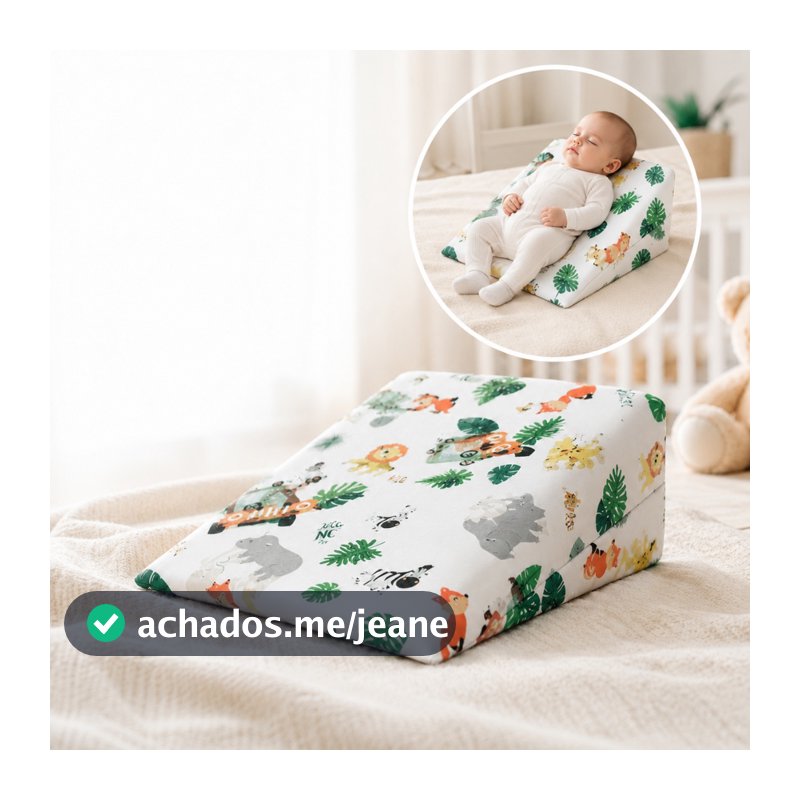Travesseiro Bebê Anti Refluxo Para Carrinho Moises Antialérgico Menino Menina (Capa + Enchimento)