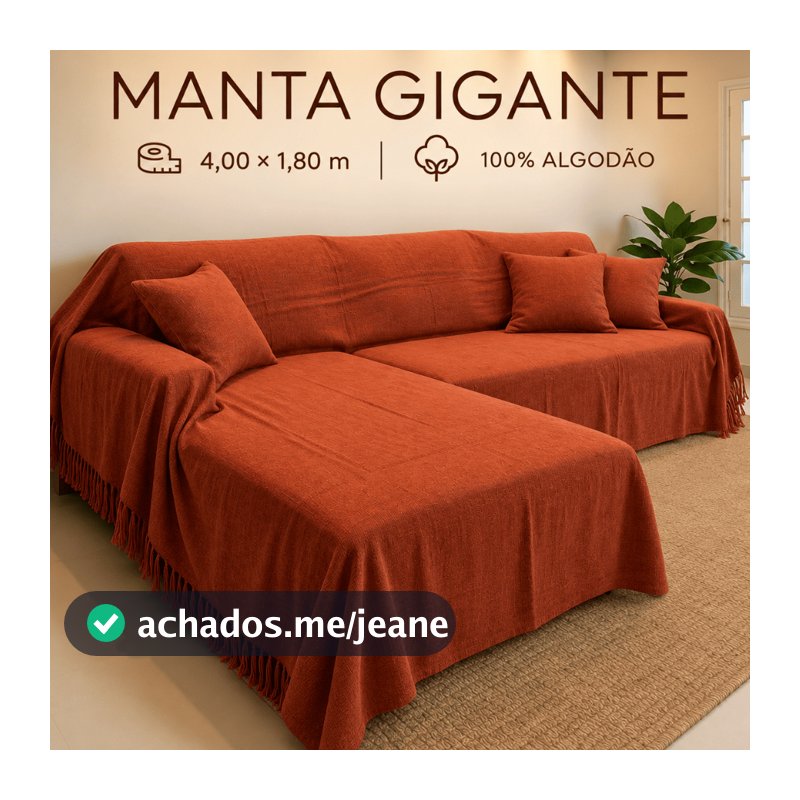 Manta Gigante para Sofá Retrátil e Cama King 4,00x1,80m 100% Algodão