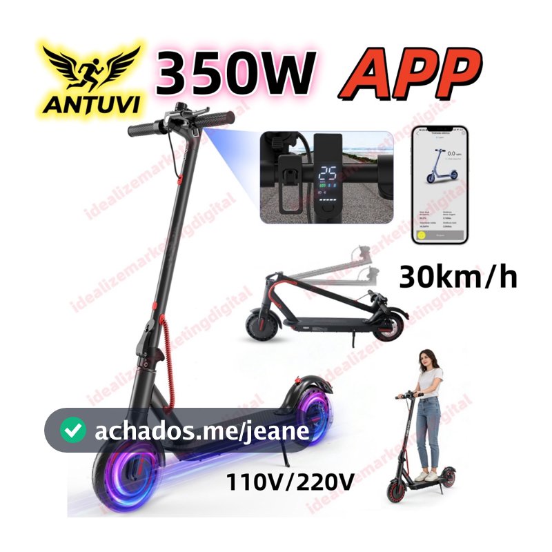 350W Patinete Elétrico 120kg 25km de Autonomia Motor 30km/h, Dois Tipos de Freios