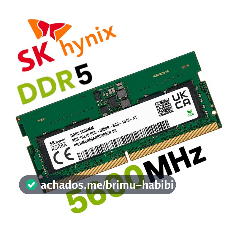 Memoria Ram DDR5 8GB 5600MHZ 4800MHZ SK HYNIX/SAMSUNG/ZILIA/CRUCIAL  1RX16 SODIMM