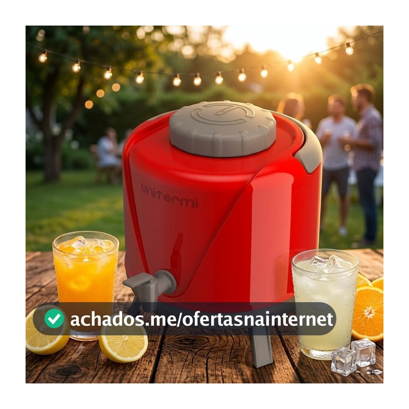 Garrafão Térmico 5 Litros com Torneira Unitermi Arezzo Botijão Galão Água Gelada Suco Café Tererê Festa Obra Camping