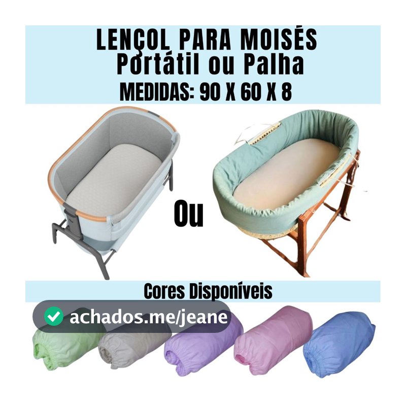 Lençol  Berço Moisés 200 Fios C Elástico 90x60x8cm