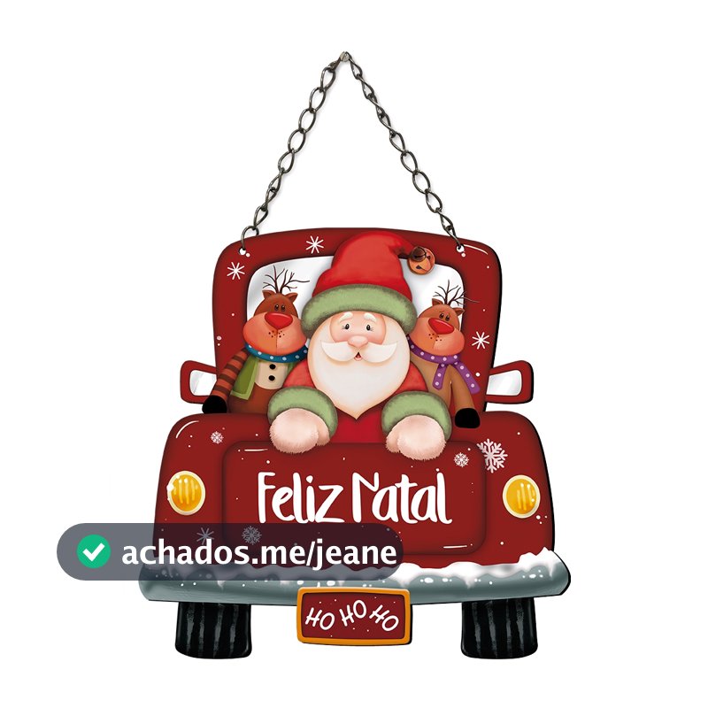 Natal - Decoração de Porta ou Parede - Carro Papai Noel - Feliz Natal