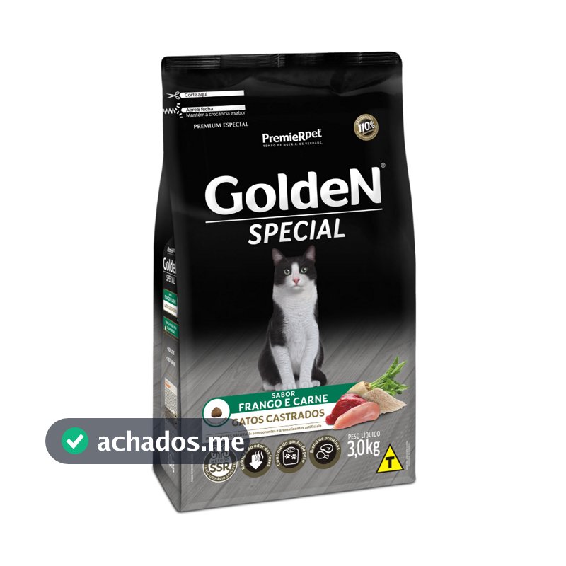 Ração Golden Special Gatos Castrados Frango e Carne 3kg