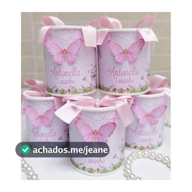 Tubolata Personalizada 6x7 Jardim Encantado Borboleta / Lembrancinha Maternidade Bebê Festa Infantil