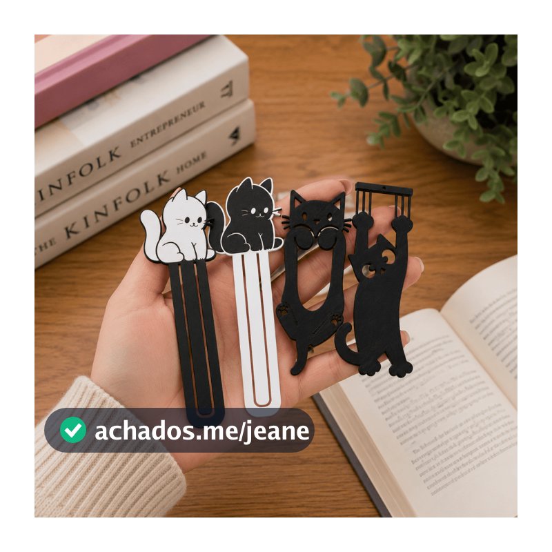 Marcador de Página Livro Kit 4 Gatinhos Fofo Amantes de Gato Presente Criativo