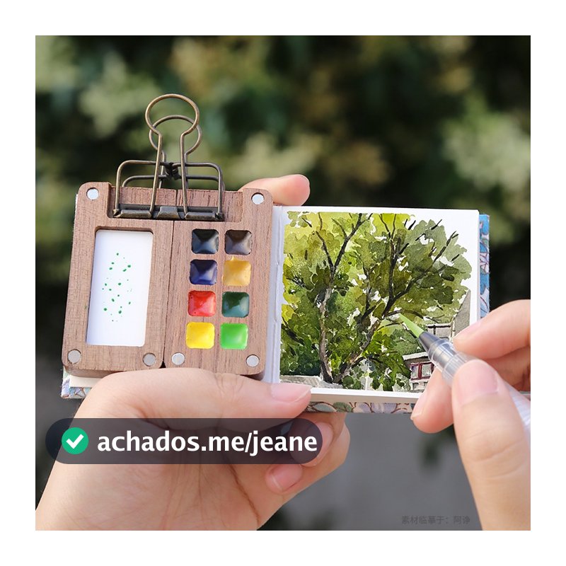 Portátil Mini Conjunto De Aquarela De Viagem Vazio Paleta Madeira Bandeja Quadrada Caixa De Pintura Arte Suprimentos