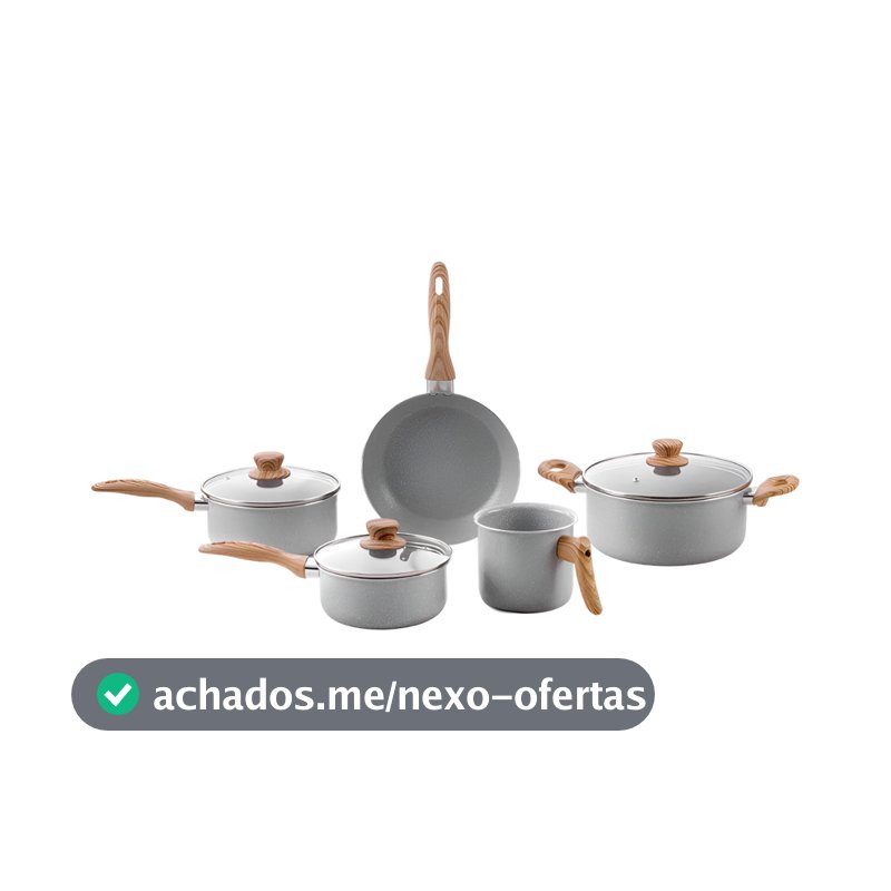 Jogo De Panela Antiaderente 5 peças Brinox Gris Ceramic Life Easy Cinza