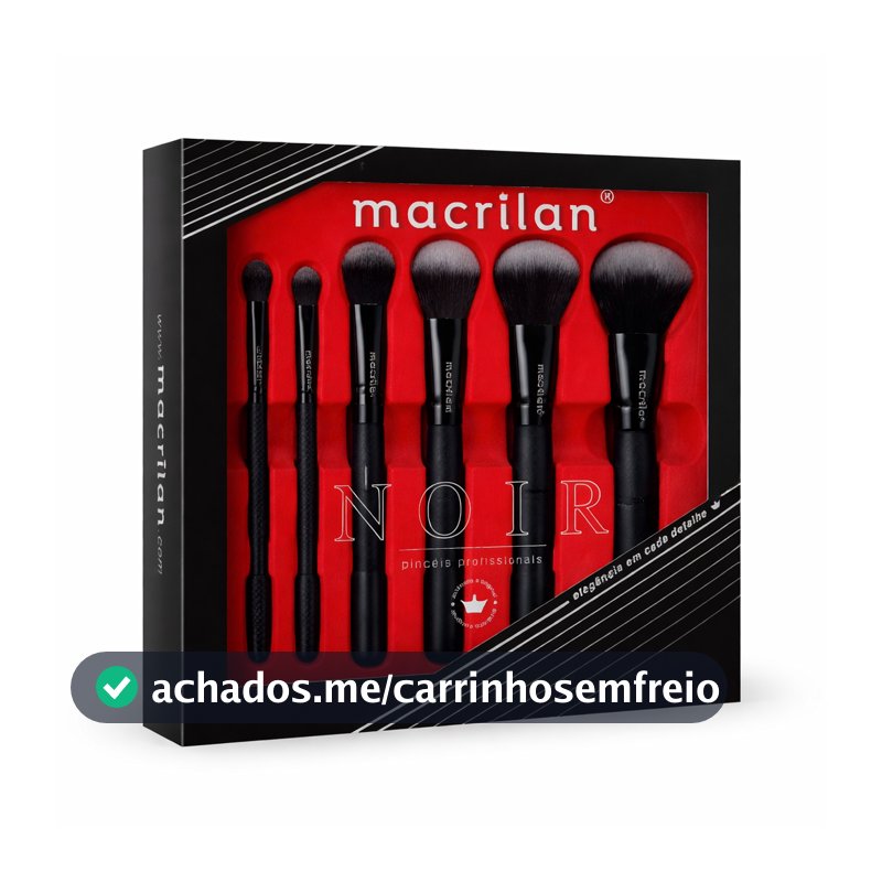 Kit Pincéis Profissionais Maquiagem 7 Unidades Macrilan ED009 Linha Noir