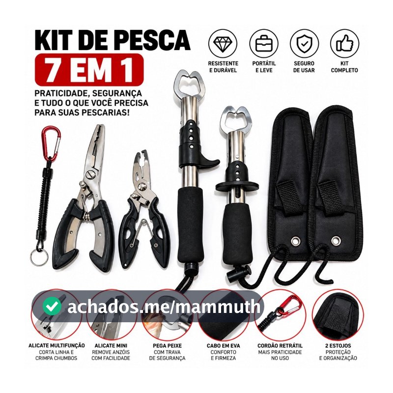Kit 3/4 Peças Pegador Alicate Pesca Inox Multifuncional Controle Lábio Peixe Tesoura Linha Capa Corda Pesca Doce Mar