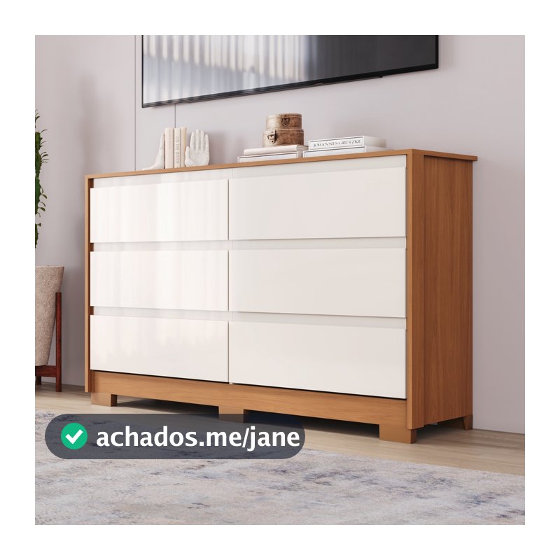 Cômoda Layla 6 Gavetas Corrediças Telescópicas Casa 812
