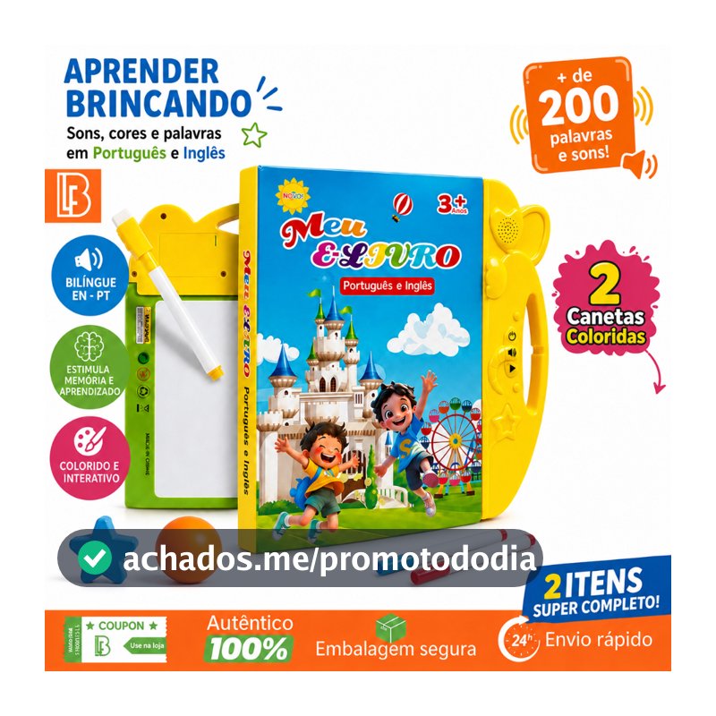 Livro Interativo com Som Bilíngue Português-Inglês Educacional