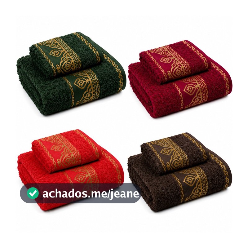 Jogo Toalha 4 Peças Fio Penteado - 2 Banho e 2 Rosto Algodão Dourado 330g/m² Macia Suave Laune Haus
