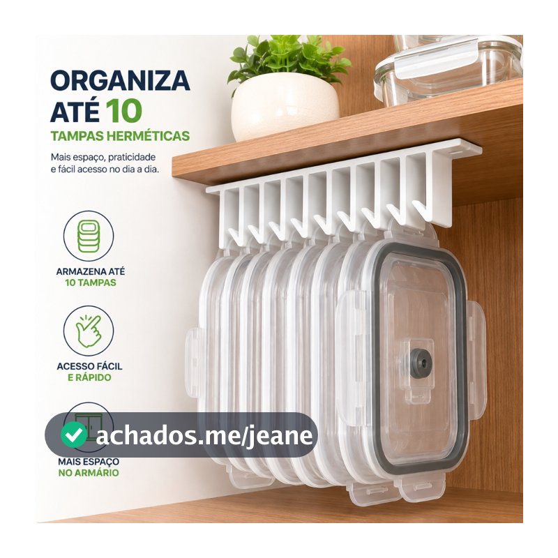 Suporte Para 10 Tampas Herméticas Organizador de Tampas para Potes Cozinha Armário Minimalista