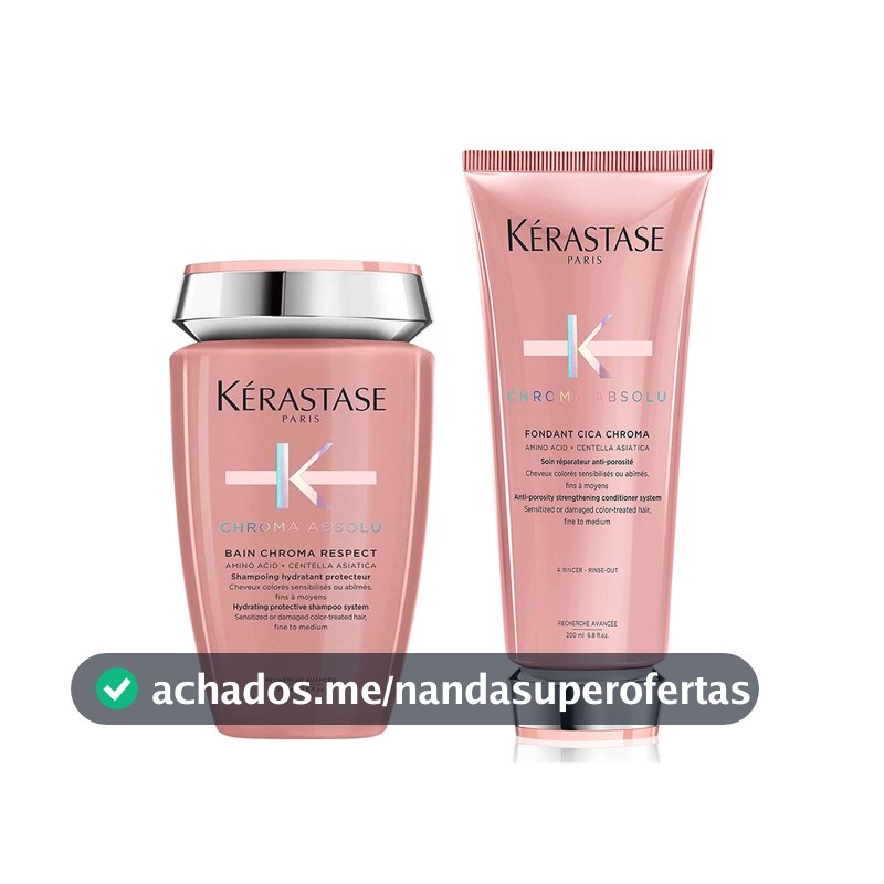 Kit Kérastase Chroma Absolu Bain Chroma Respect 200ml + Kérastase Fondant Condicionador Cica Chroma 200ml