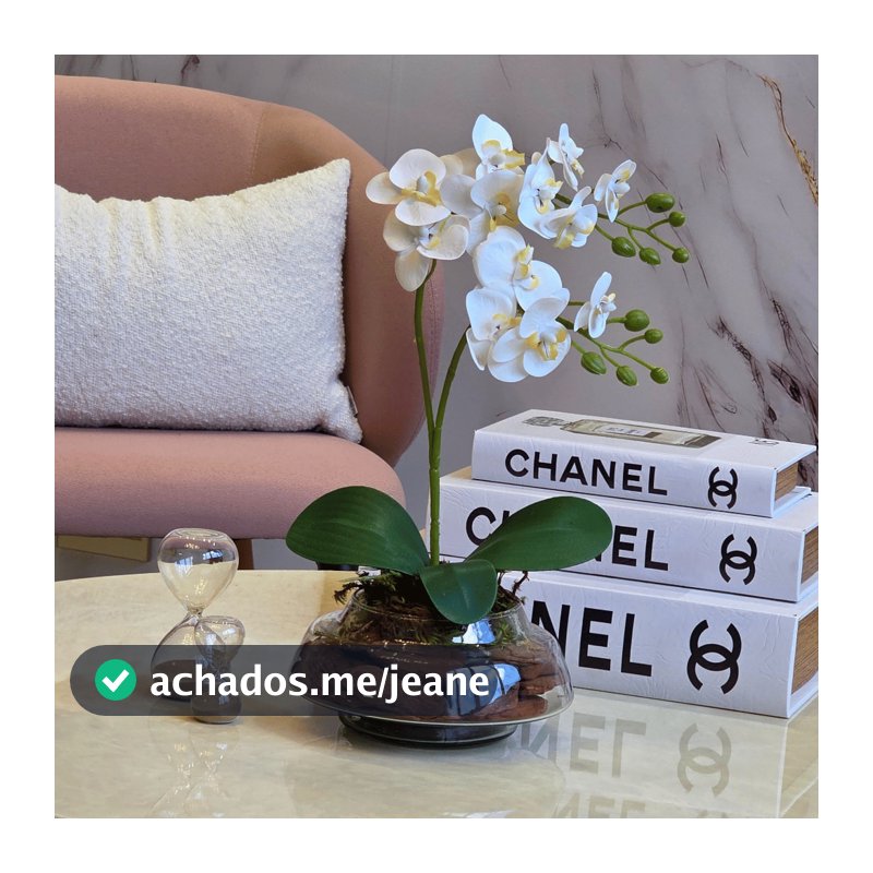 Arranjo Completo Orquidea 3D Flores Vaso Elegante Decoração Mesa