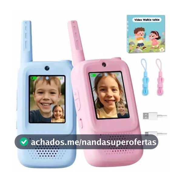 KIT 2 Walkie Talkie Infantil com Vídeo Câmera Comunicação Sem Fio Brinquedo
