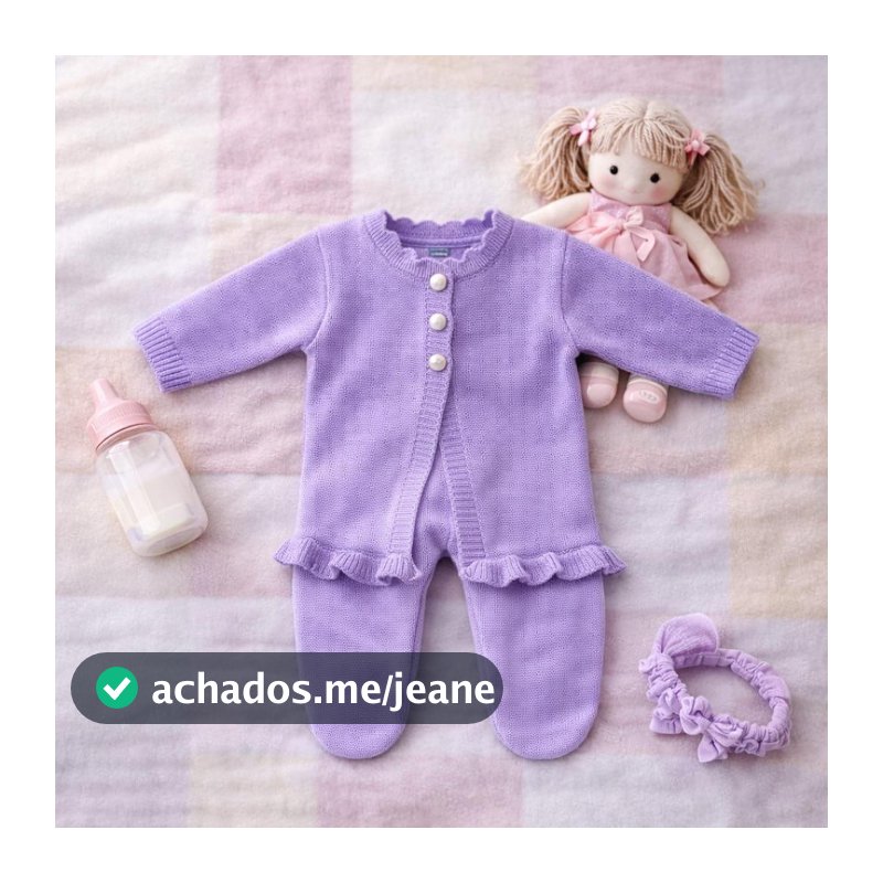 Conjunto Casaquinho Babado Bebe Menina Recém Nascido RN Trico Tricot
