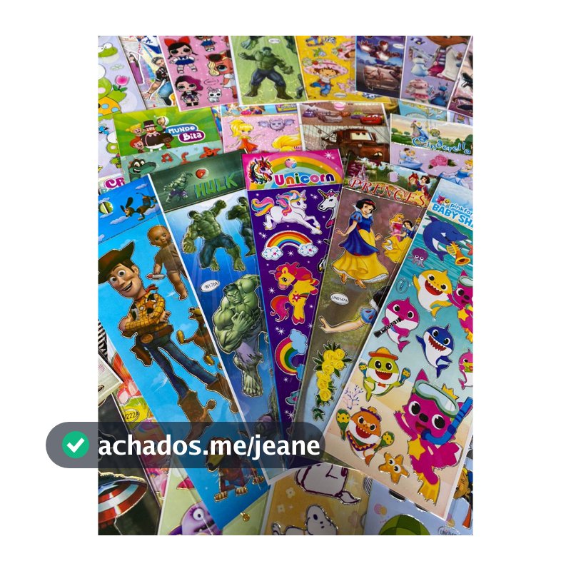 30 Cartelas Adesivos Stickers Infantis Personagens Variados