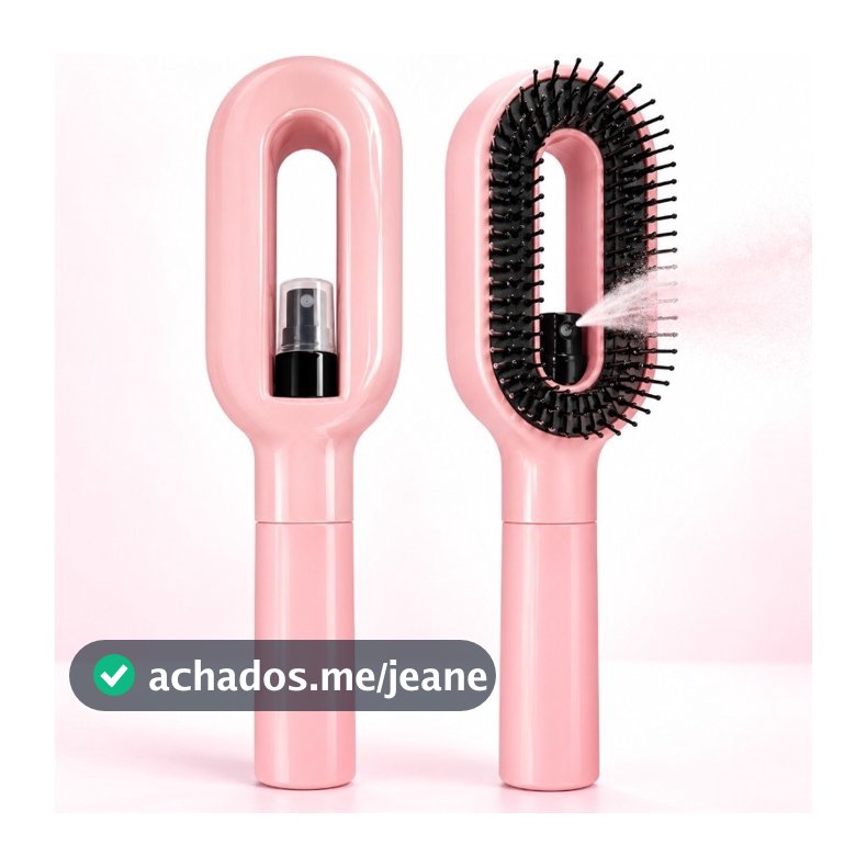 Escova para Cabelo 2 em 1 com Spray Integrado, Cerdas Macias e Design Vazado