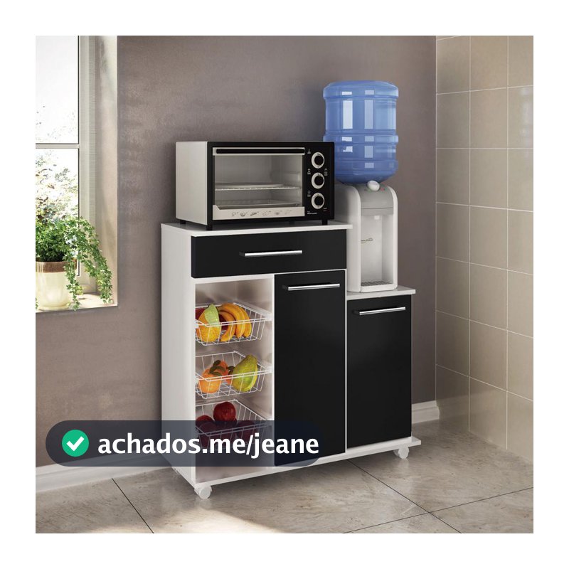 Balcão Cozinha Multiuso Ditália MF-185 Branco/Preto