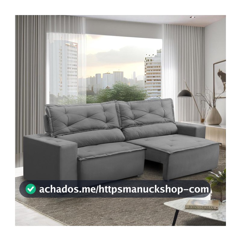 Sofá Retrátil e Reclinável 2 lugares com Molas 1,50m Livia Suede Adonai Estofados