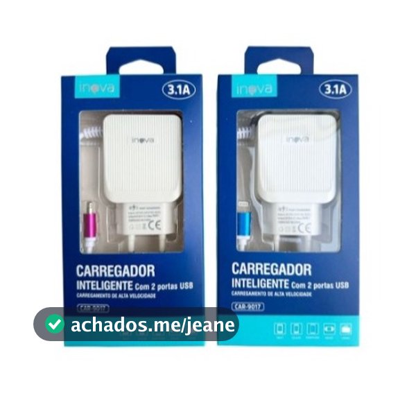 Kit 10 Peças Carregador Celular Rápido 3.1A Entrada V8/IPhone 2 Portas USB Inova