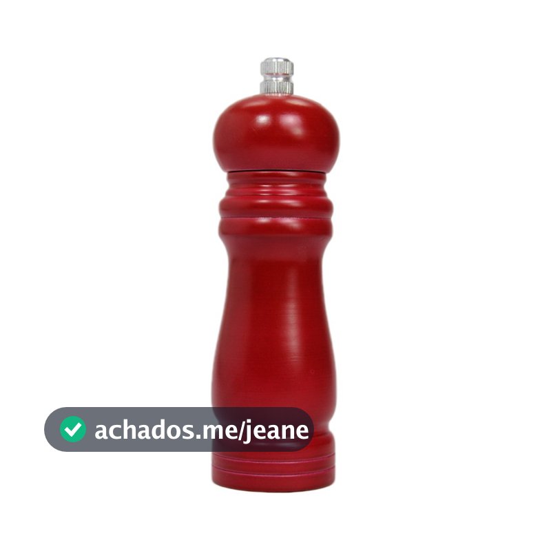 Moedor Manual Madeira de Temperos Sal Pimenta 15,5cm Vermelho
