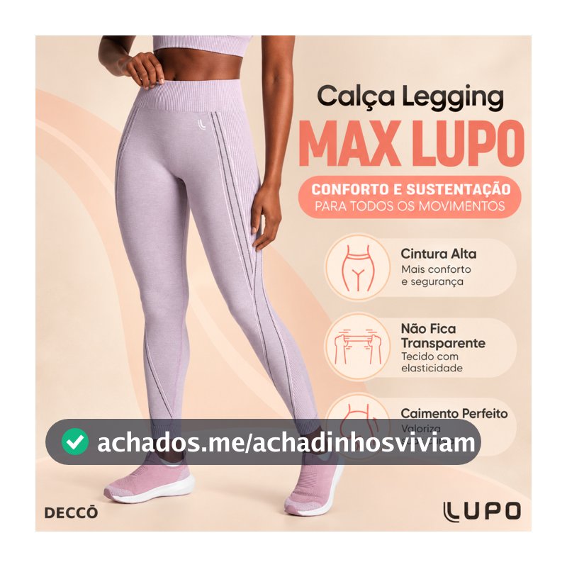 Calça Leg Legging Max Lupo Sport Tecnologia Sem Costura Seamless Dry para Treino de Alto Rendimento