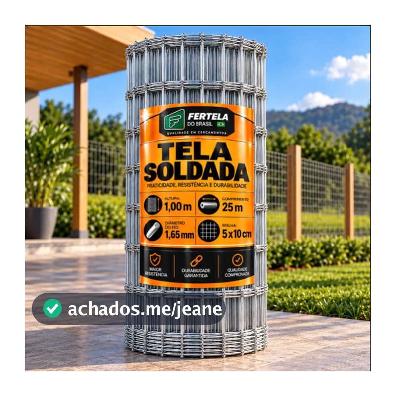 Tela Soldada Galvanizada 1,00m x 25m Malha 5x10cm Fio 1,60mm para Cercamento