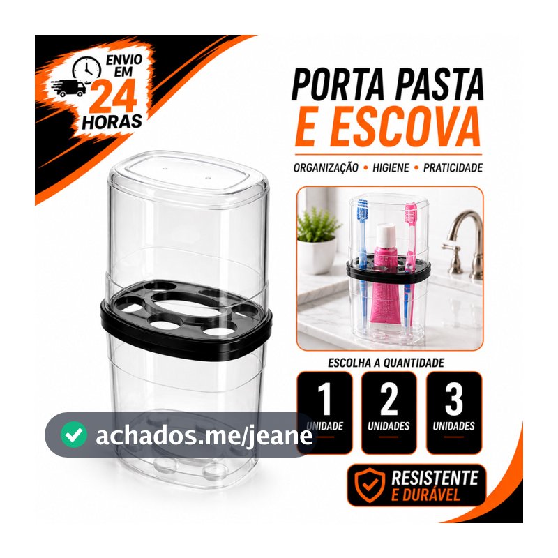 Porta Escova Pasta De Dente Suporte Plástico Com Tampa 1/2/3 Pia Banheiro Universal