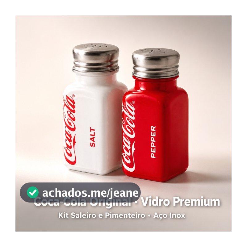 Kit Saleiro E Pimenteiro Premium Vidro Sal Pimenta Coca Cola Original - Hauskraft