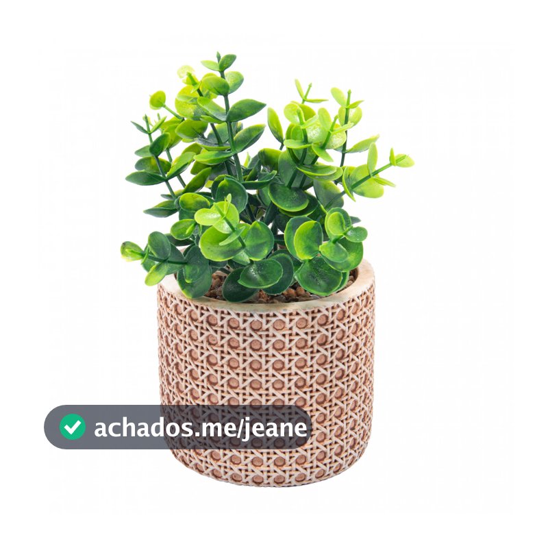 Cachepot Vaso de Cerâmica com Suculenta Artificial Wolff 10x18cm - Decorativo para Jardim