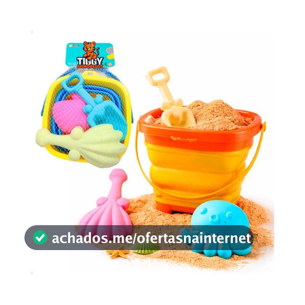Kit Baldinho de Praia Retrátil Premium Para Criança 5 Peças - Acessórios