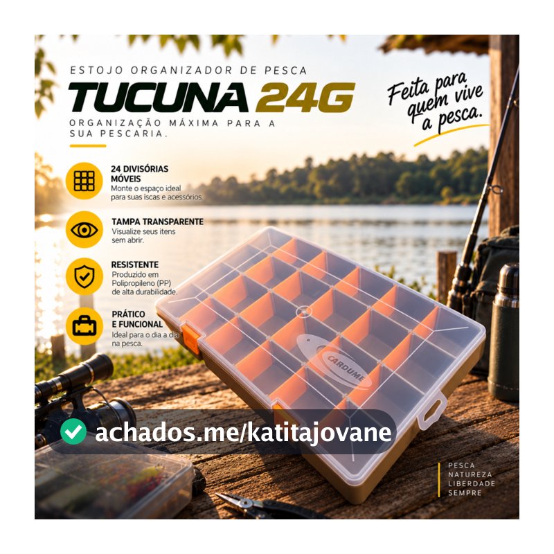 Estojo De Pesca Cardume Tucuna G 24 Divisórias Móveis Para Isca Artificial Organizador Multiuso