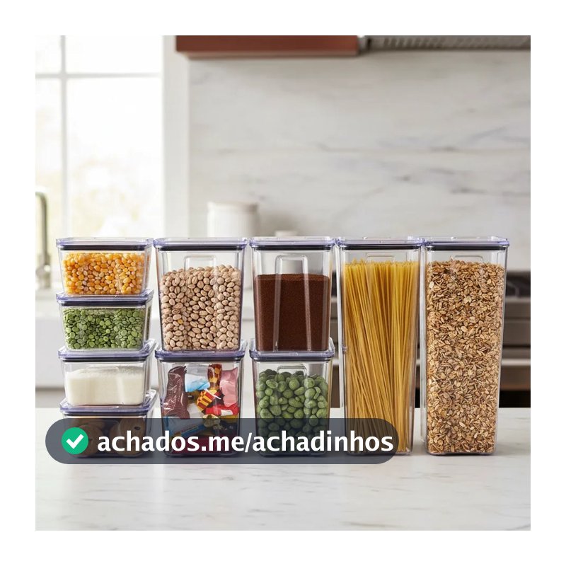 Kit 10 Pote Hermético Empilháveis Porta Mantimento Cozinha Organizador Rebirth