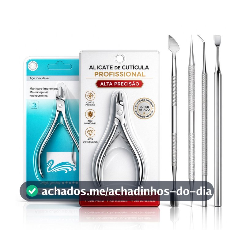 Kit Manicure 6 Peças Inox Alicate Corte Unha + Cutícula Espátula Palito Raspador Desencravador
