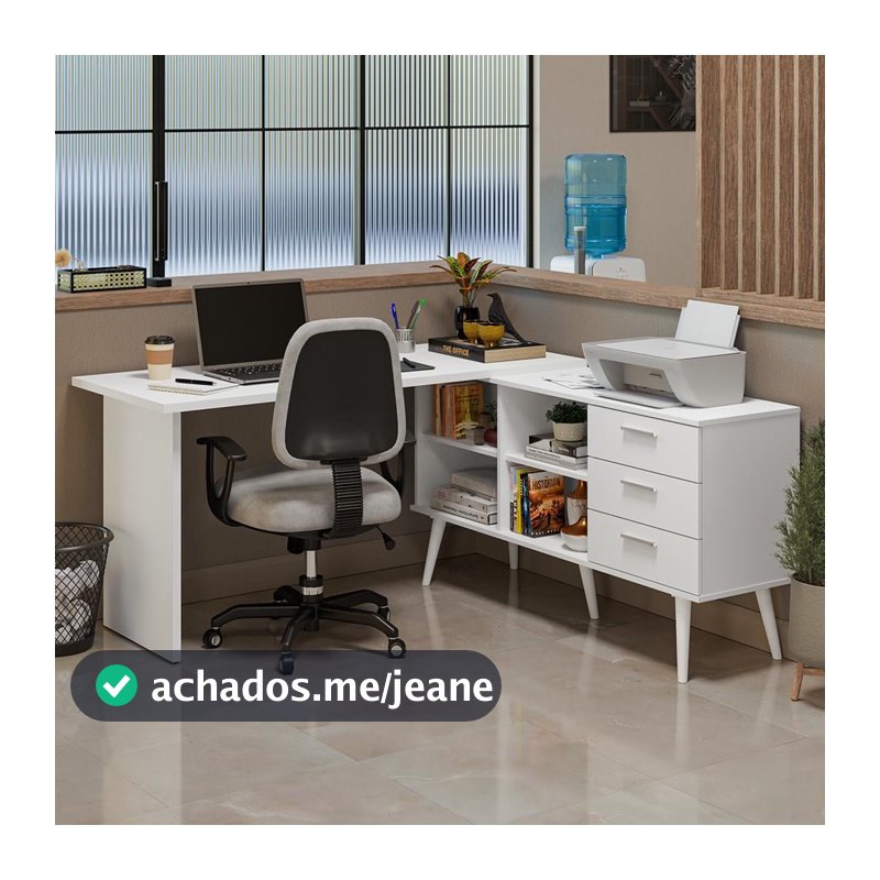 Mesa de Escritório em L 3 Gavetas Lisboa Madesa