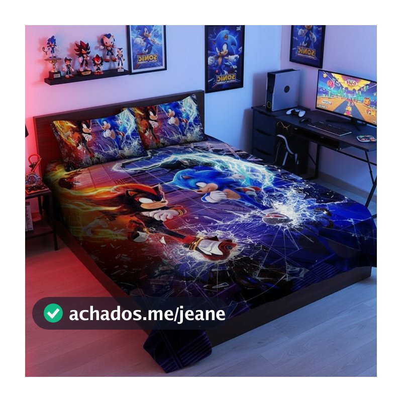 Lençol Casal sem elástico 3 Peças SONIC COR:LCC 64