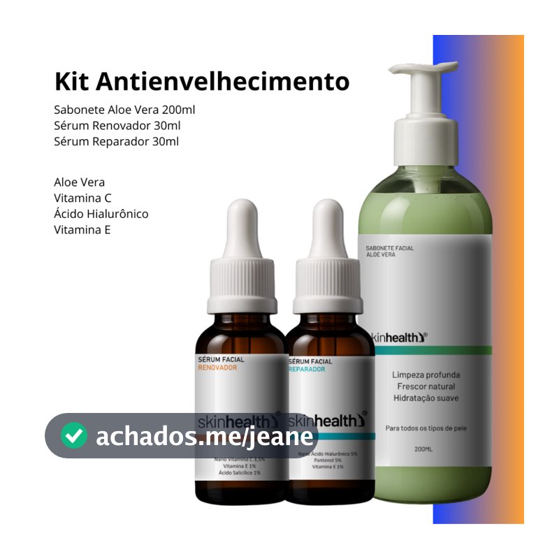 Kit Skincare - Renovador + Reparador + Sabonete Aloe Vera Skinhealth