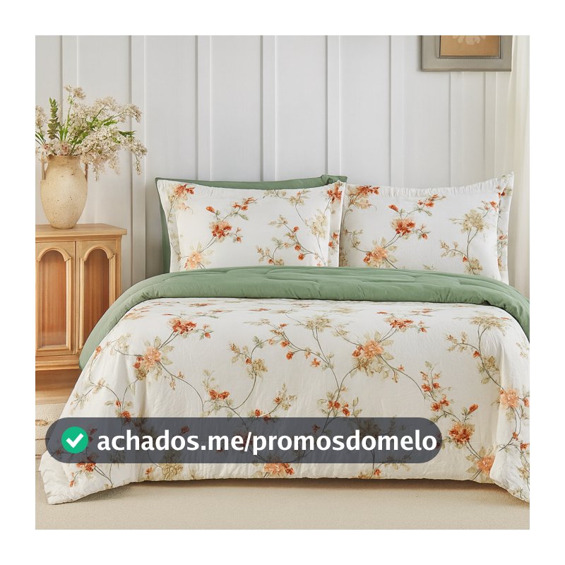 Kit Cobre Leito Colcha Casal Queen King 3 Peças Dupla Face 400 Fios Porta Travesseiro Aba Americana