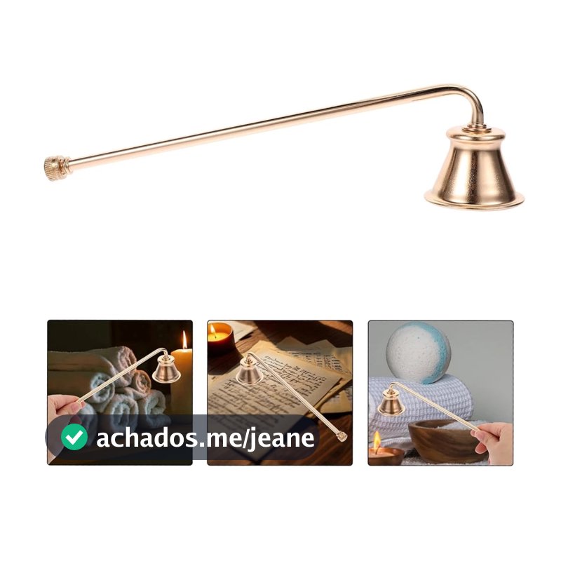 Apagador de Vela Dourado em Aço Inox Formato Sino Acessório para Velas