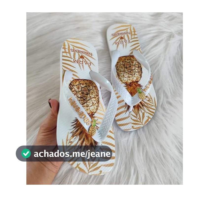 Chinelo Personalizado Praia Abacaxi Branco | Correia Macia + Pingente Charmoso