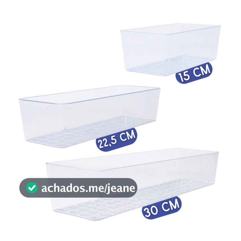 Escolha seu Kit Organizador Acrílico Transparente Modular Gaveta Geladeira Resistente