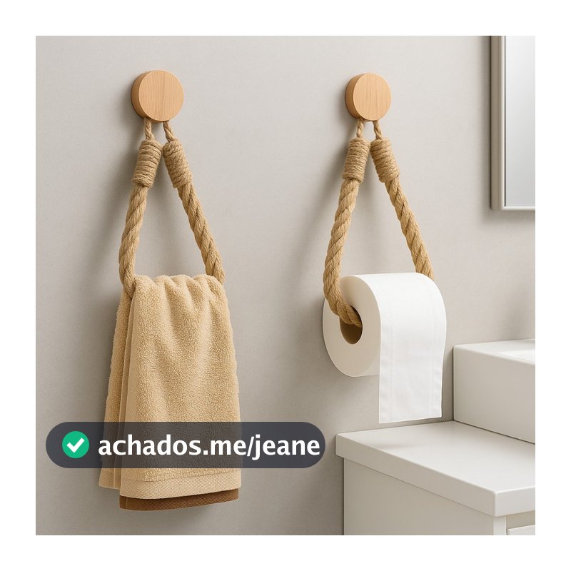 2x Suporte de Papel Higiênico e Toalha de Rosto Rustico Conjunto Zenlart