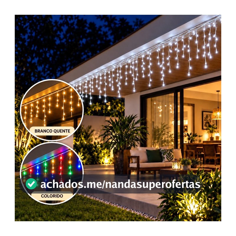 Cascata de Led Decoração Natal 8 Funções Cortina  3M 5M 7M 10 M Natal Luzes Pisca Pisca Iluminação