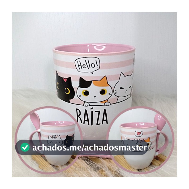 Caneca Gatinho Personalizada com Nome - Promoção