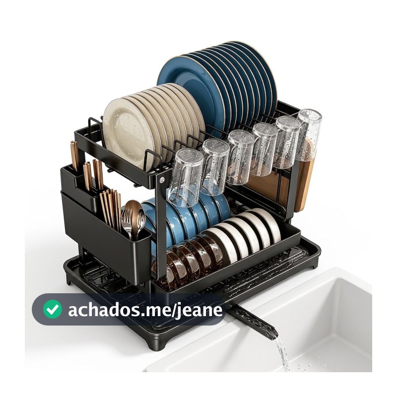 Escorredor de Louças Rack Aço Carbono Organizador Preto