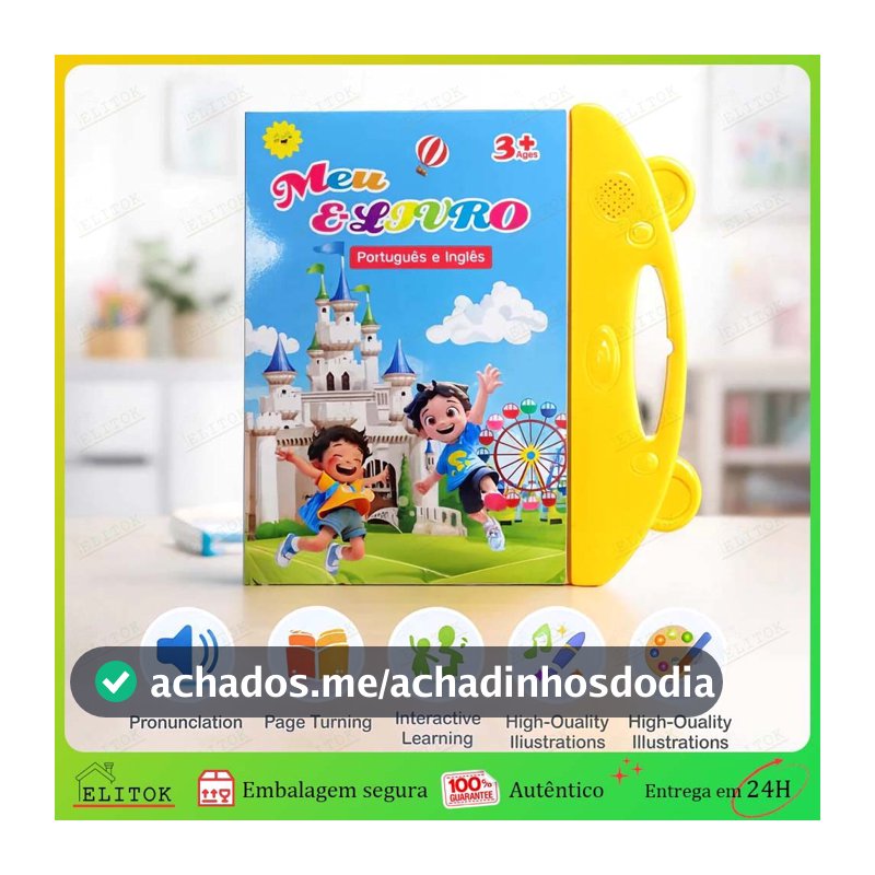 Livro Infantil Bilíngue Português Inglês Livro Interativo com Som Toque Inteligente Educativo Aprendizagem Crianças
